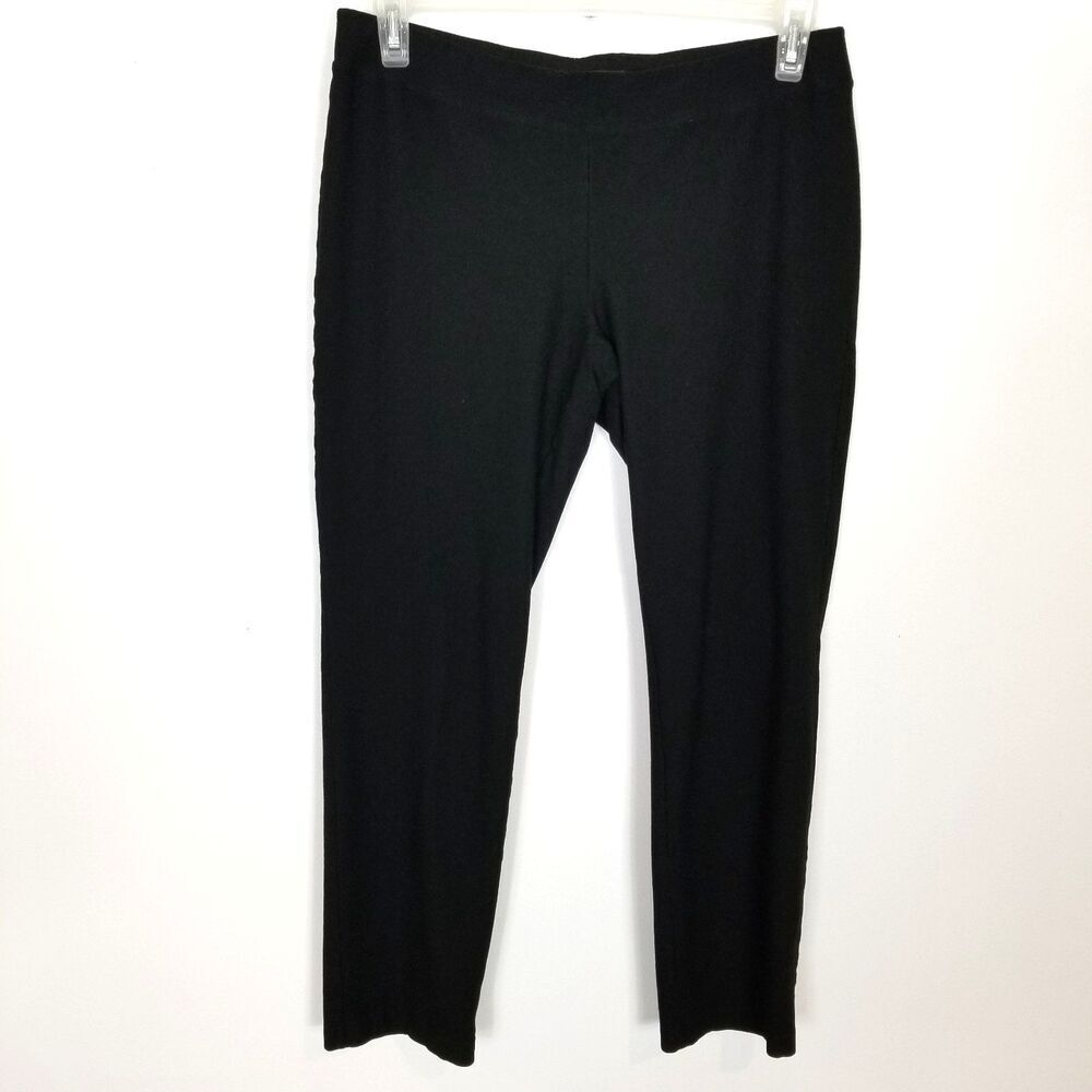 Eileen Fisher Women's Pull On Crepe Cropped Pants Sz M Black Preppy Casual